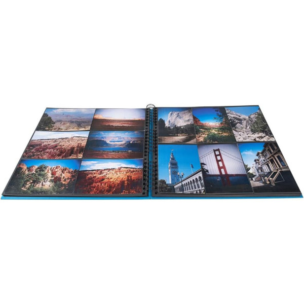 Album photos - 360 photos - Bleu - 32x32cm - 60 pages noires - Couverture effet textile