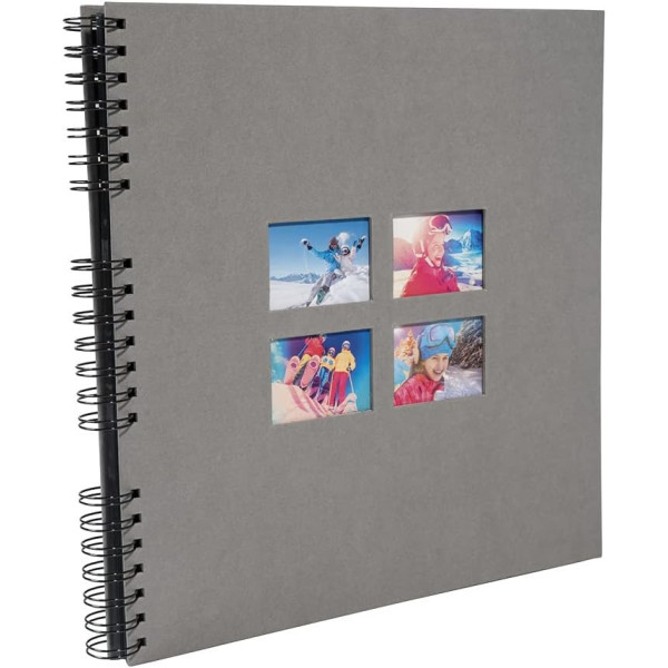 Album photos - 360 photos - Gris - 32x32cm - 60 pages noires - Couverture effet textile