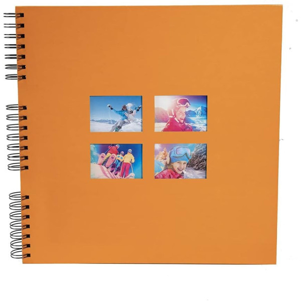 photo-Album photos - 360 photos - Orange - 32x32cm - 60 pages noires - Couverture effet textile
