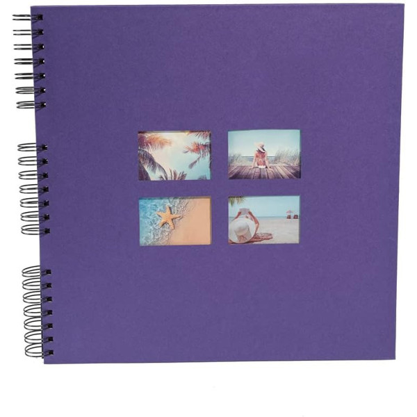photo-Album photos - 360 photos - Violet - 32x32cm - 60 pages noires - Couverture effet textile