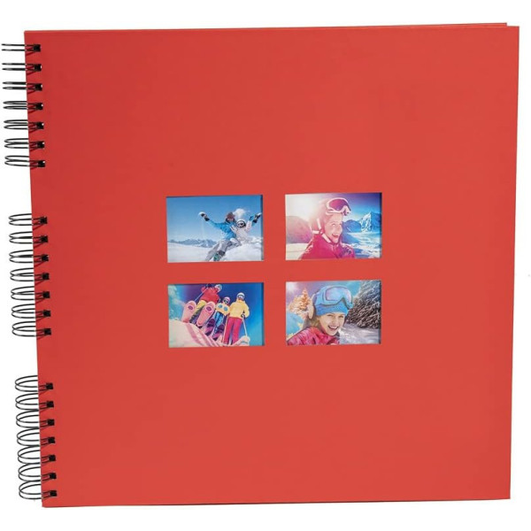 phoot-Album photos - 360 photos - Rouge - 32x32cm - 60 pages noires - Couverture effet textile