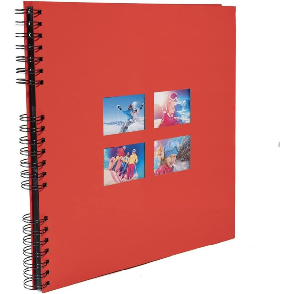 Album photos - 360 photos - Rouge - 32x32cm - 60 pages noires - Couverture effet textile