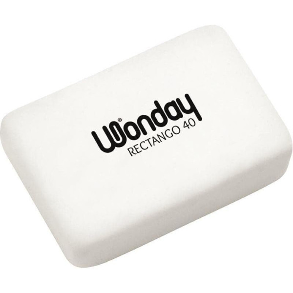 photo-Gomme blanche - Rectangulaire - Plastique - Idéal pour la trousse - Efface crayon et mine graphite - Wonday