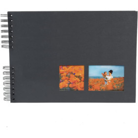 photo-Album photos - 150 photos - Noir - 32x22cm - 50 pages noires - Couverture effet textile