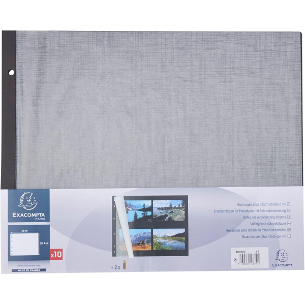 photo-Recharges pour album photos à vis - 29x37cm - Noir - 36x28,4cm - 10 feuillets