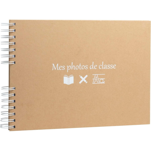 Album photos de classe - 32x22cm - 50 photos de classe - Couverture kraft - 50 pages
