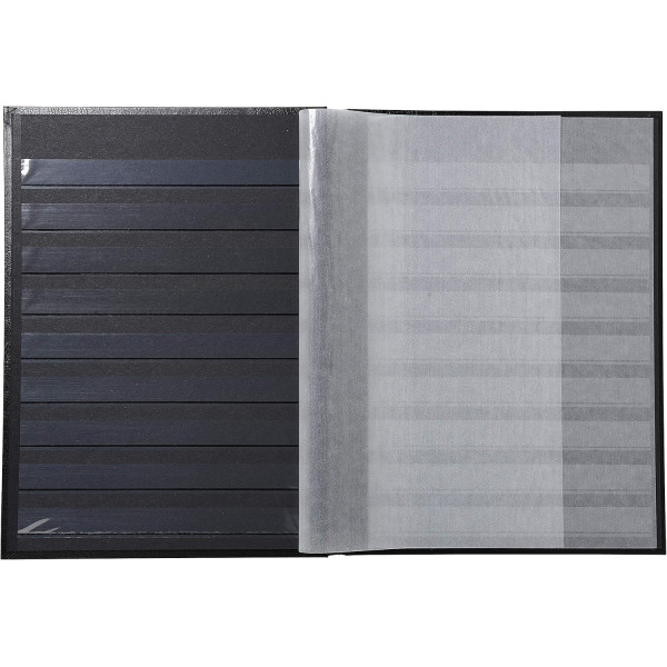 Album de timbres - Philatélie - 30,5x22,5 - Simili cuir - Noir - 64 pages - Collection timbres