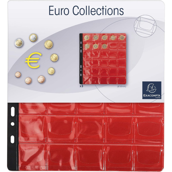 photo-3 recharges pour album de pièces - 30 cases diamètre 30mm - 24,5x25cm - Perforées