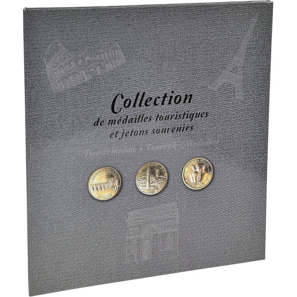 Album de collection médailles touristiques - 50 pièces diamètre 34mm - 25,5x28cm