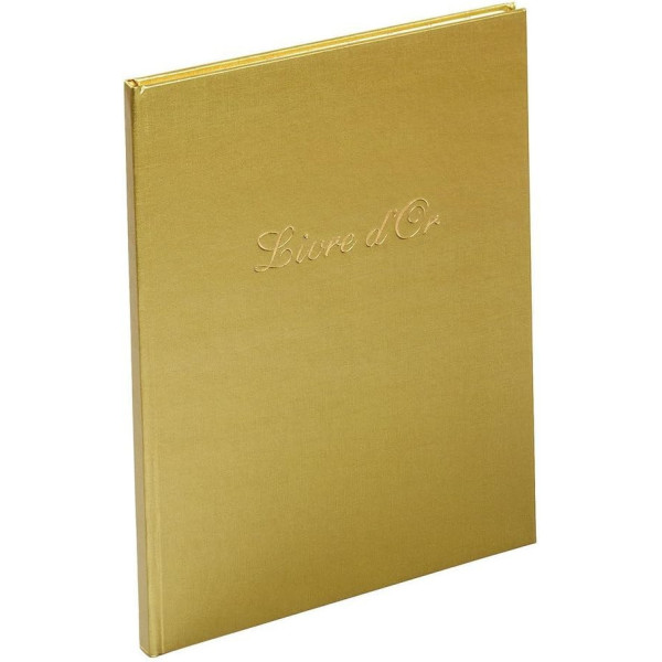 Livre d'or - 27x22cm - Couverture simili cuir - Or - Tranche or - 100 pages blanches
