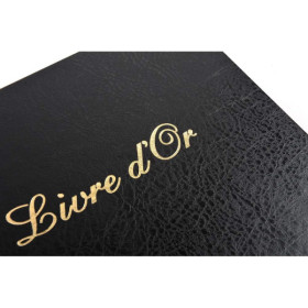Livre d'or - 21x19cm - Couverture simili cuir - Noir - Tranche or - 140 pages blanches