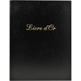 photo-Livre d'or - 27x22cm - Couverture simili cuir - Noir - Tranche or - 100 pages blanches