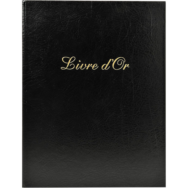 photo-Livre d'or - 27x22cm - Couverture simili cuir - Noir - Tranche or - 100 pages blanches