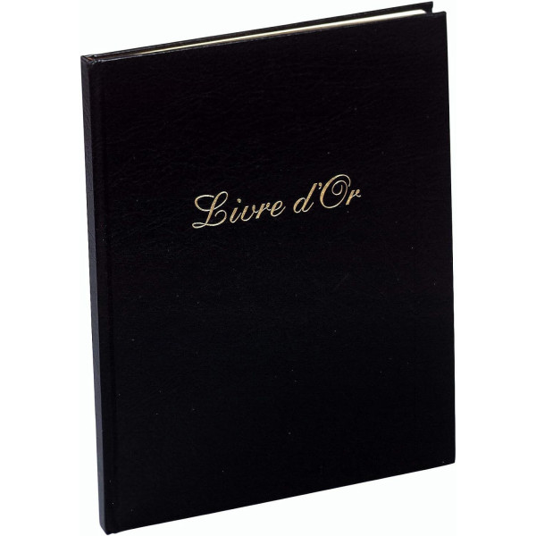 Livre d'or - 27x22cm - Couverture simili cuir - Noir - Tranche or - 100 pages blanches