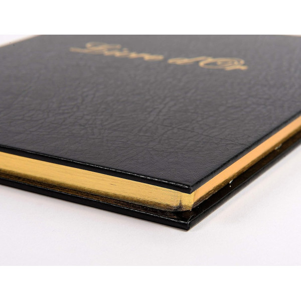Livre d'or - 27x22cm - Couverture simili cuir - Noir - Tranche or - 100 pages blanches