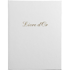 photo-Livre d'or - 27x22cm - Couverture simili cuir - Blanc - Tranche or - 100 pages blanches