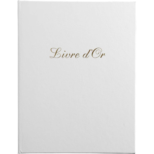 photo-Livre d'or - 27x22cm - Couverture simili cuir - Blanc - Tranche or - 100 pages blanches