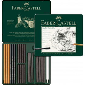Boîte de 24 fusains secs et naturels - Pitt Charcoal - Faber-Castell
