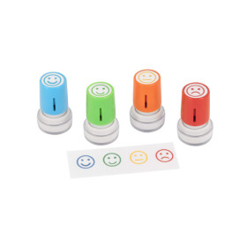 photo-Mini tampons - 4 modèles et couleurs - Humeur, smiley - Idéal pour notation
