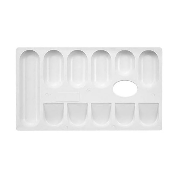 photo-Palette de peinture - Rectangulaire - Plastique - Blanc - 11 godets - Tous types de peintures