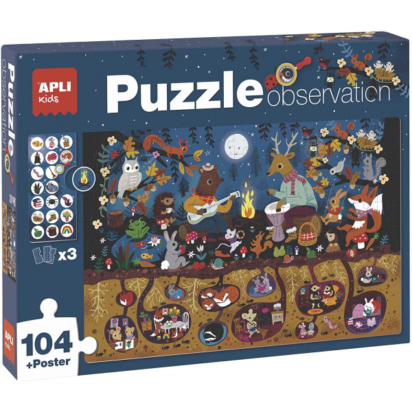 photo-Puzzle - Enfant - 104 pièces - Thème la forêt - Apli Kids