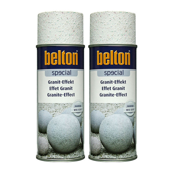 photo-Lot de 2 bombes de peinture effet granit blanc Belton 400ml