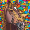 Coloriage - Cheval - Tableau à colorier - Avec contours velours noir - Dès 3 ans