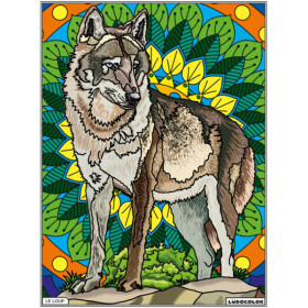 photo-Coloriage - Loup - Tableau à colorier - Avec contours velours noir - Dès 3 ans