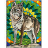 photo-Coloriage - Loup - Tableau à colorier - Avec contours velours noir - Dès 3 ans