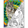Coloriage - Loup - Tableau à colorier - Avec contours velours noir - Dès 3 ans