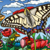 Coloriage - Papillons - Tableau à colorier - Avec contours velours noir - Dès 3 ans