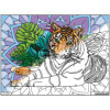 Coloriage - Tigre - Tableau à colorier - Avec contours velours noir - Dès 3 ans