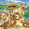 Coloriage - Lions - Tableau à colorier - Avec contours velours noir - Dès 3 ans