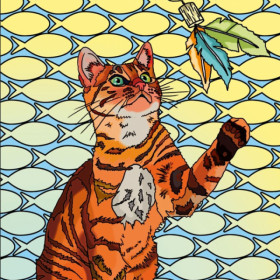 Coloriage - Chat - Tableau à colorier - Avec contours velours noir - Dès 3 ans