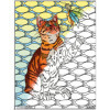 Coloriage - Chat - Tableau à colorier - Avec contours velours noir - Dès 3 ans