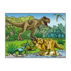 photo-Coloriage - Dinosaures - Tableau à colorier - Avec contours velours noir - Dès 3 ans
