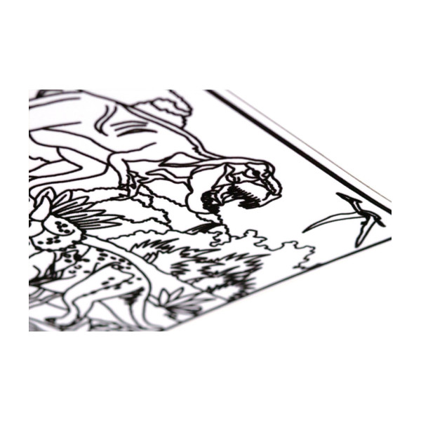 Coloriage - Dinosaures - Tableau à colorier - Avec contours velours noir - Dès 3 ans