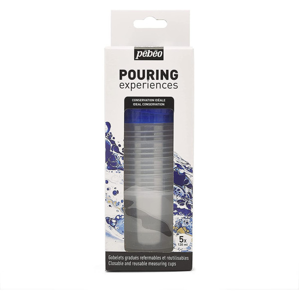 photo-5 gobelets en plastique - Pouring - Pébéo - Gradués - 120ml - Couvercle