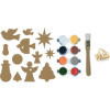 Kit créatif - Décorations de noël - Bois - A décorer - 12 formes + peinture + pinceau - Aladine