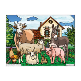 photo-Coloriage - Animaux de la ferme - Tableau à colorier - Avec contours velours noir - Dès 3 ans