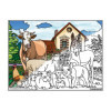 Coloriage - Animaux de la ferme - Tableau à colorier - Avec contours velours noir - Dès 3 ans