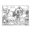 Coloriage - Animaux de la ferme - Tableau à colorier - Avec contours velours noir - Dès 3 ans