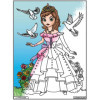 Coloriage - Princesse - Tableau à colorier - Avec contours velours noir - Dès 3 ans