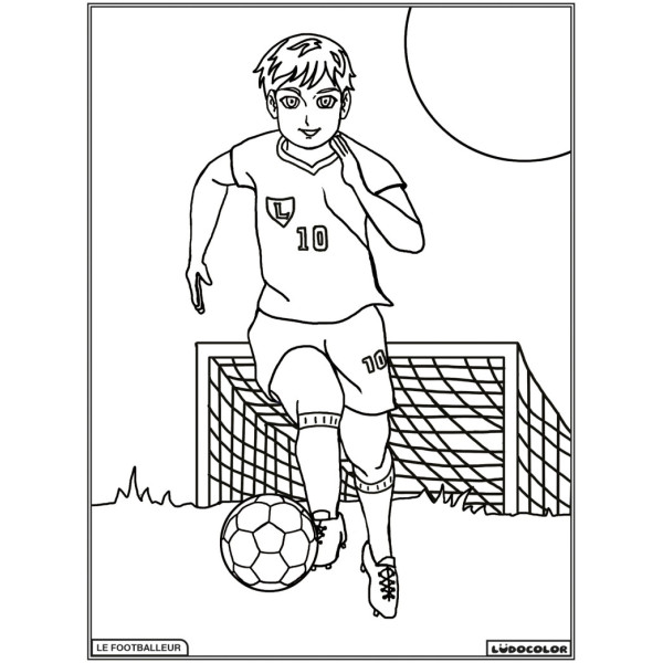 Coloriage - Footballeur - Tableau à colorier - Avec contours velours noir - Dès 3 ans