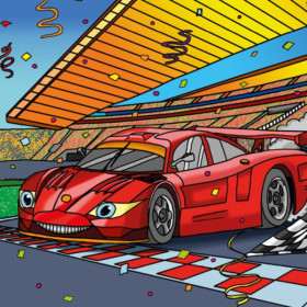 Coloriage - Supercars - Tableau à colorier - Avec contours velours noir - Dès 3 ans