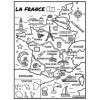 Coloriage - Carte de France - Tableau à colorier - Avec contours velours noir - Dès 3 ans