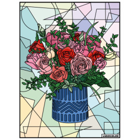 Coloriage - Bouquet de roses - Tableau à colorier - Avec contours velours noir - Dès 3 ans