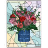 Coloriage - Bouquet de roses - Tableau à colorier - Avec contours velours noir - Dès 3 ans