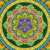 Coloriage - Mandala floral - Tableau à colorier - Avec contours velours noir - Dès 3 ans