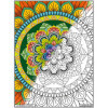 Coloriage - Mandala floral - Tableau à colorier - Avec contours velours noir - Dès 3 ans